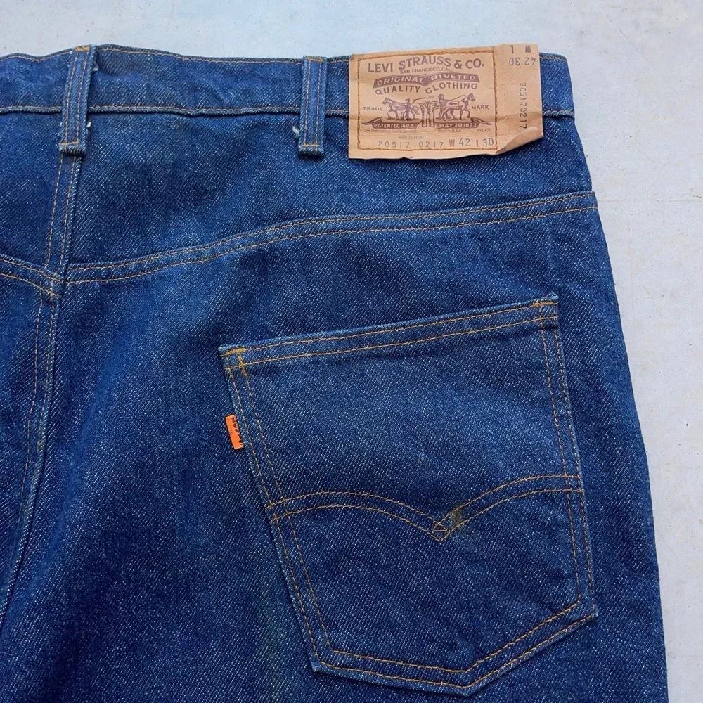Vintage Levi's 517 Saddleman Boot Cut Raw‎ Denim Jeans Size 42x32 (Fits 42x30)